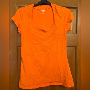 EXPRESS Sexy Stretch Scoop Neck Tee, M, Orange